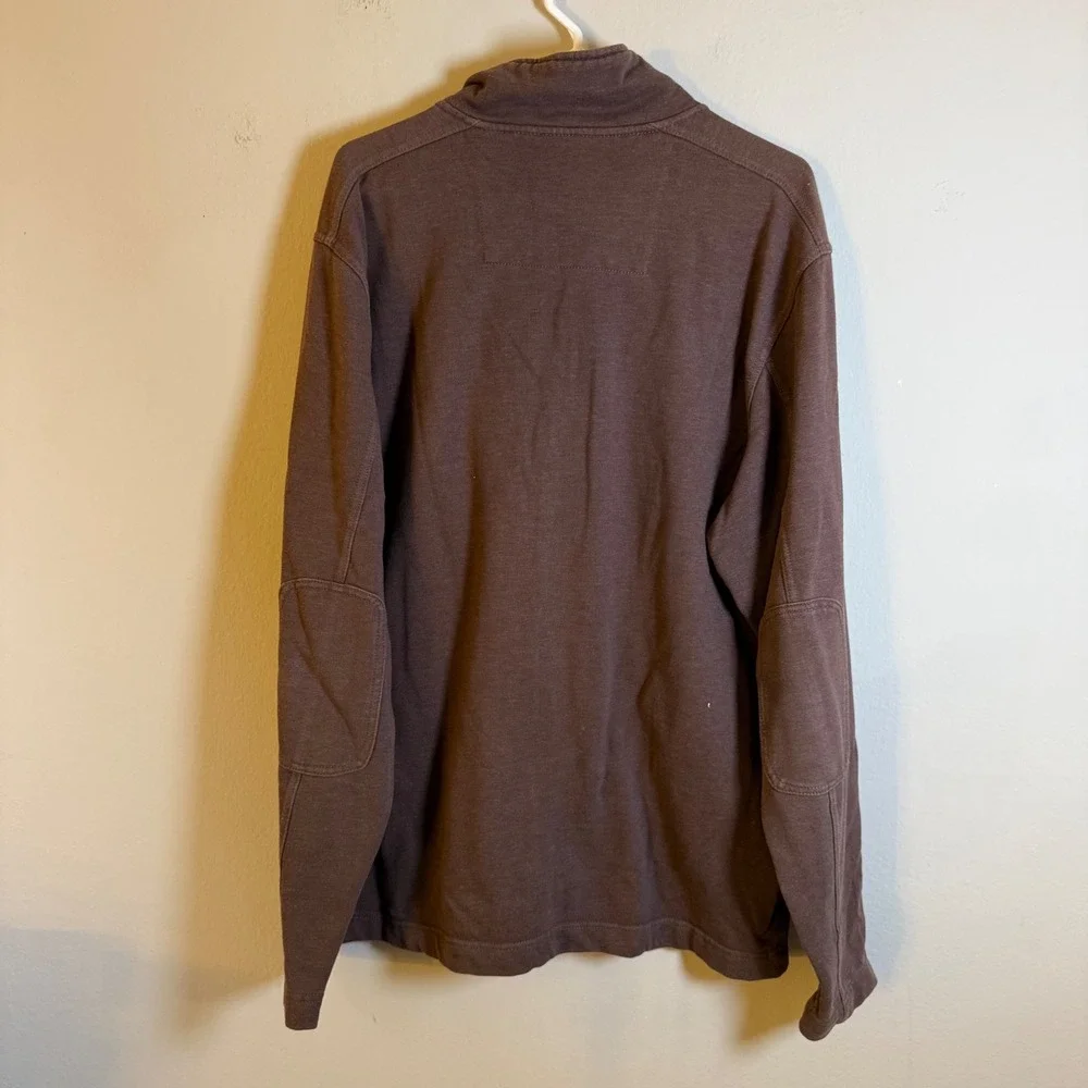 Quiksilver Mens XL Brown Full Zip Track Jacket Mock Neck Elbow Pads Cotton Blend